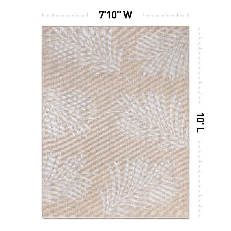 World Rug Gallery Contemporary Palm Leaves Textured Flat Weave Indoor/Outdoor Area Rug