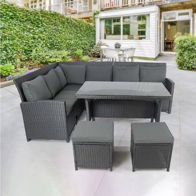 6-Piece Patio Furniture Set with Under-Seat Storage and Thick Cushions