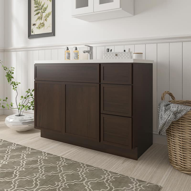 Vanity Art 48" Birch Freestanding Bathroom Vanity Cabinet without Top
