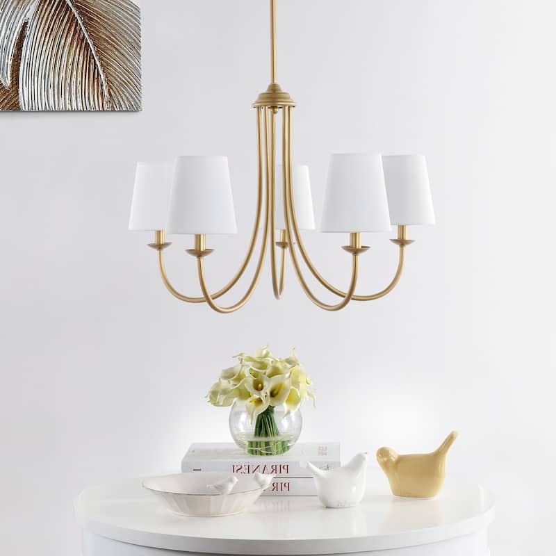 SAFAVIEH Lighting Aletha Chandelier - 26" W x 26" D x 27-57" H - Gold