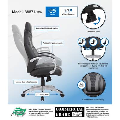 Boss Office Products Executive Hinged Arm Gaming Chair