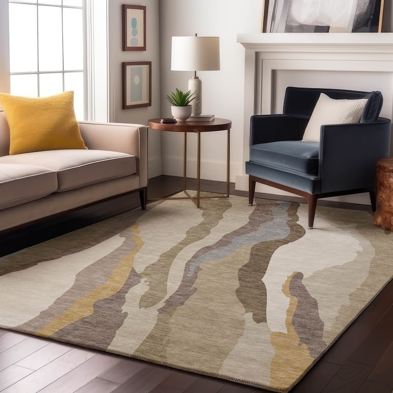 Premium Washable Super Soft Mid Century Modern Mayfield Rug - Beige - 9' x 12'