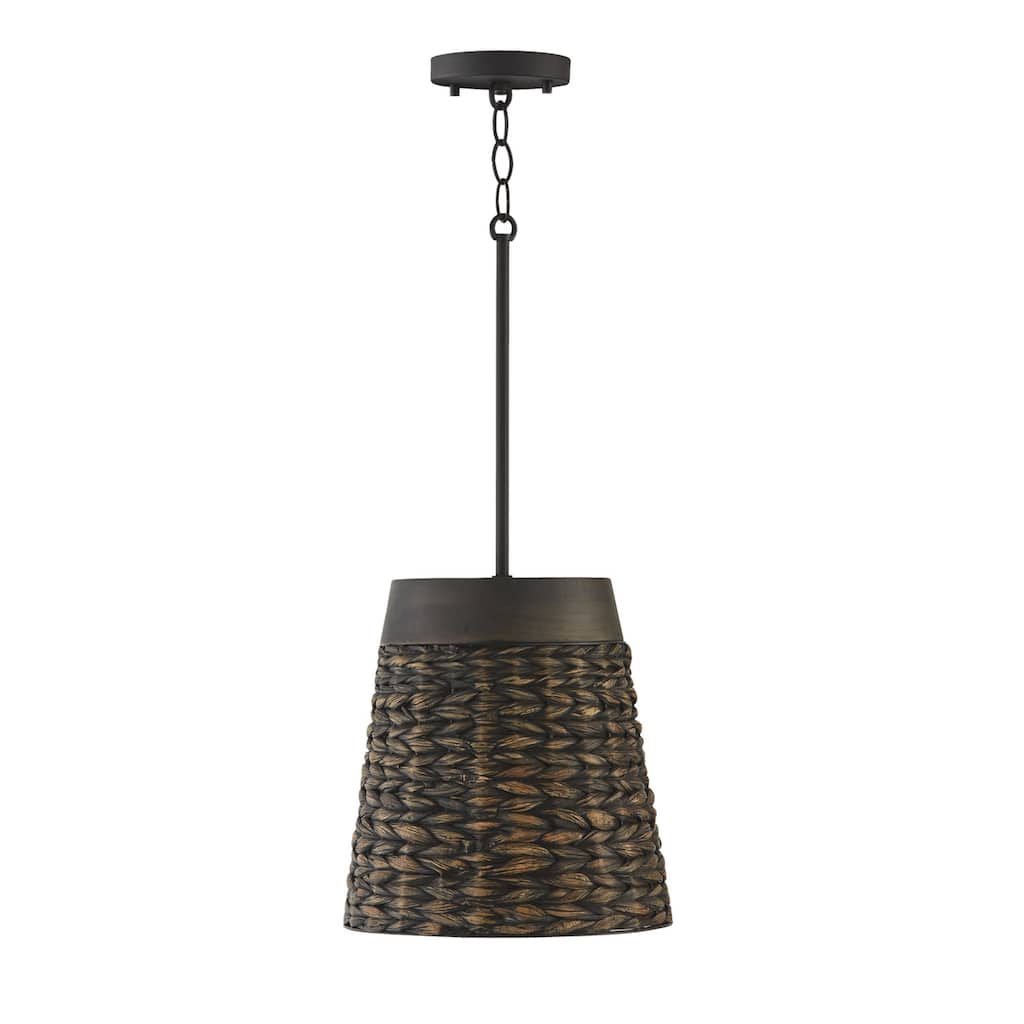 Tallulah 1-light Small Pendant w/ Mango Wood & Water Hyacinth