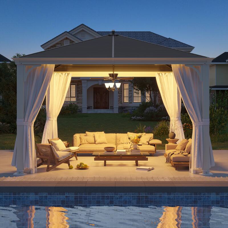 EROMMY PRO Premium Gazebo w/ Galvanized Steel Roof & Aluminum Frame | Premium Curtains & Netting Included