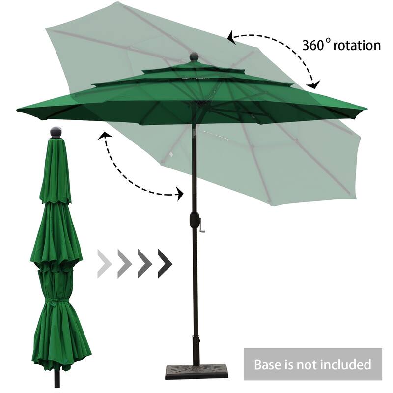 Aoodor Patio Umbrella 10 ft. for Dining Table Outdoor Market Yard Use 3 Tier Ventilation (Umbrella only)