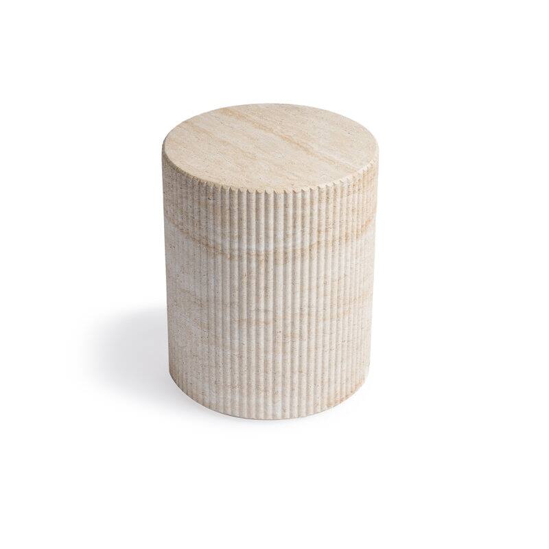 Studio London Maru Travertine Effect Side Table for Indoor and Outdoor - 18.1'' H X 11'' W X 15.8'' D