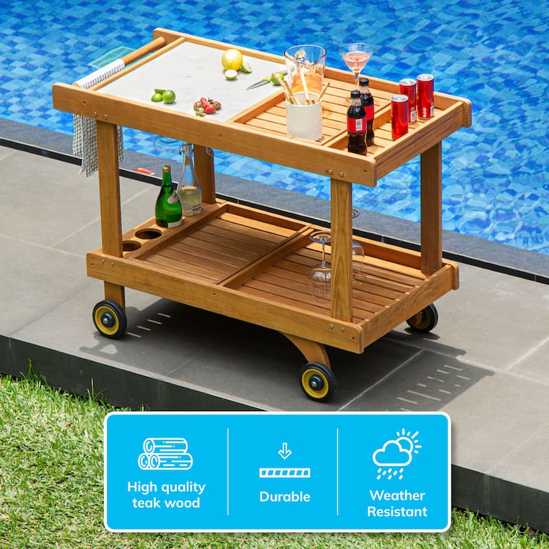 Cambridge Casual Mozaic Teak Wood Outdoor Bar Cart