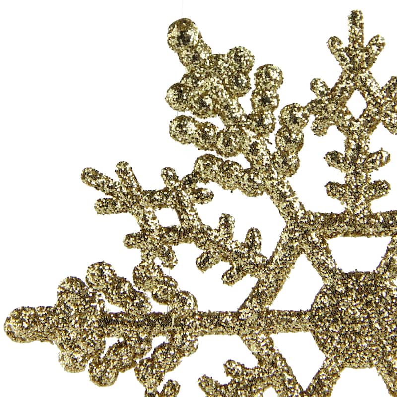 24ct Glittered Snowflake Christmas Ornaments 4"