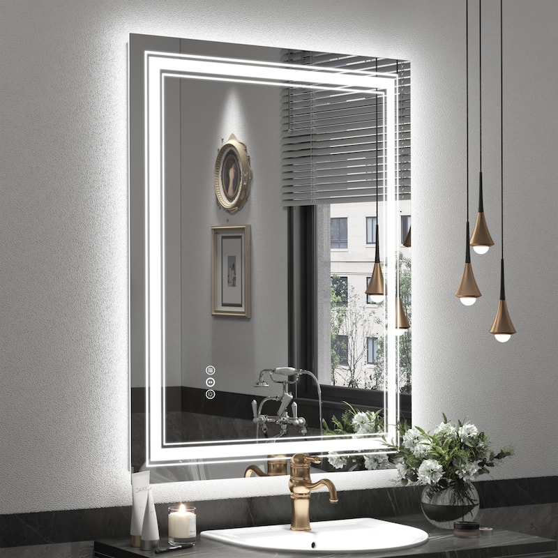 28x36 Inch Frameless LED Bathroom Mirror,Smart Mirror - White - White
