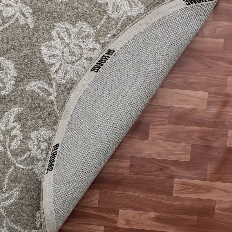 Sevita Grey/Ivory Floral Round Area Rug