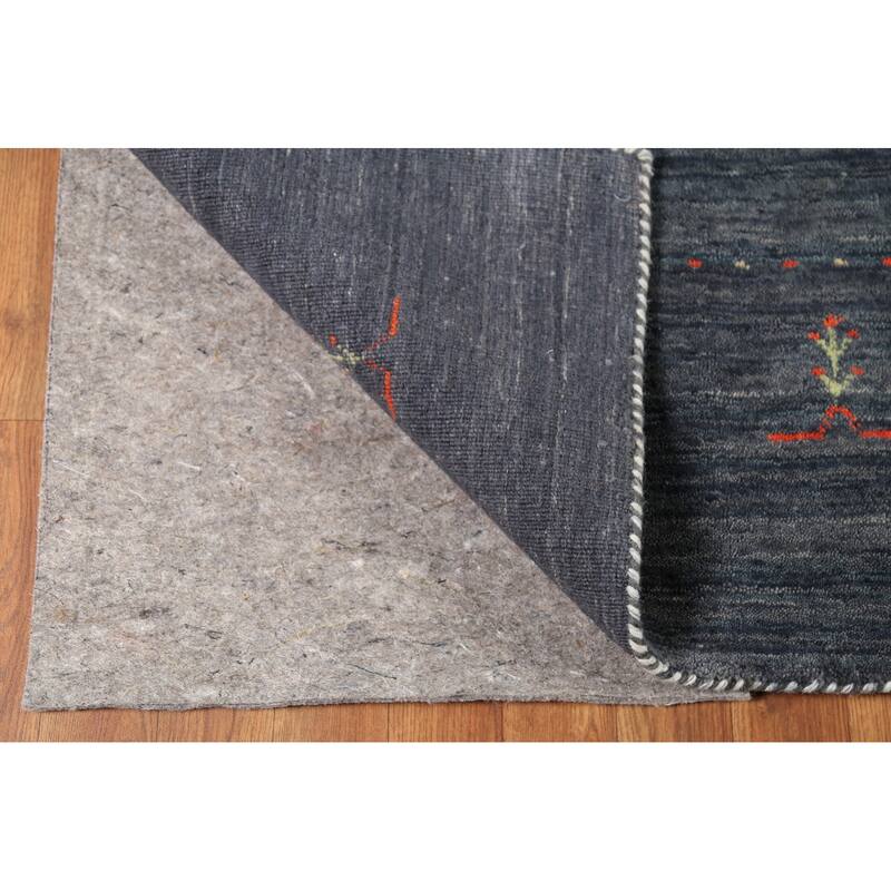 Blue & Gray Tribal Gabbeh Oriental Area Rug Handmade Wool Carpet - 6'8"x 9'7"