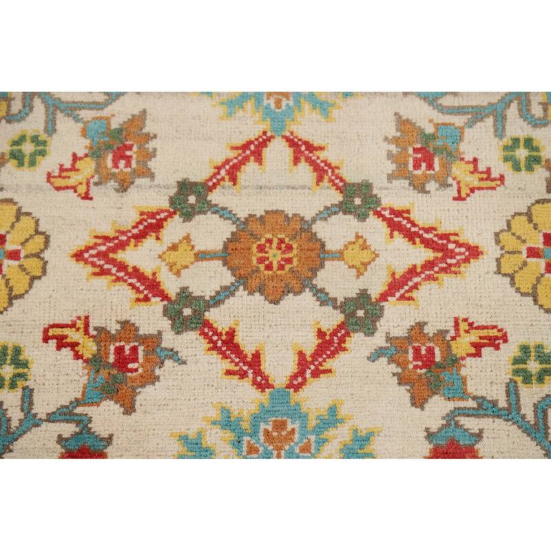 Floral Kazak Oriental Foyer Rug Hand-Knotted Beige Wool Carpet - 2'0" x 3'0"