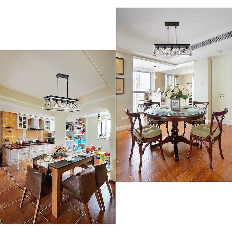 Farmhouse Restaurant 5-Light Metal Rectangular Chandelier