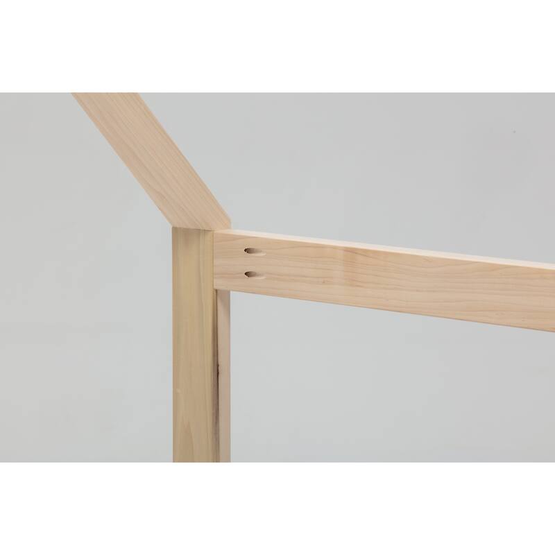 Farmhouse Full Size House Bed - Raised Panel Design, Solid Wood Frame, Kids Bed