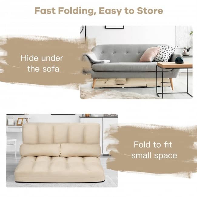 Adjustable 6-Position Floor Sofa Bed with Removable Cloth Cover - 71" x 44.5" x 5.5" (L x Wx H)