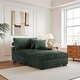 preview thumbnail 3 of 116, Modular Armchair and Ottoman Set with Adjustable Headrest, Flannel Upholstery Green - Right Facing