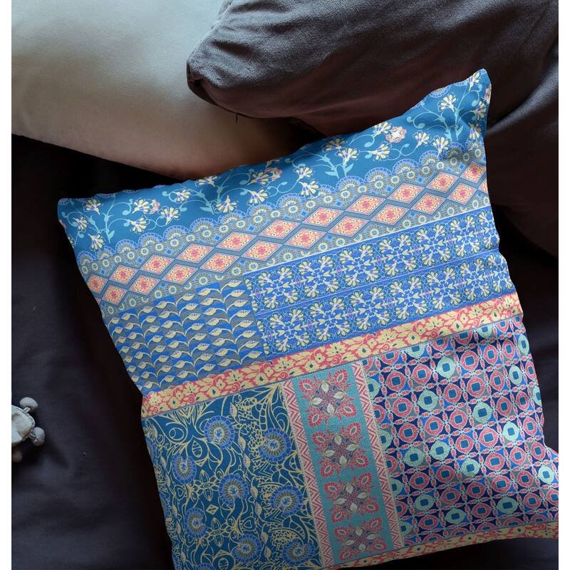 Amrita Sen Flower Castle Patchwork Indoor Outdoor Pillow Zip