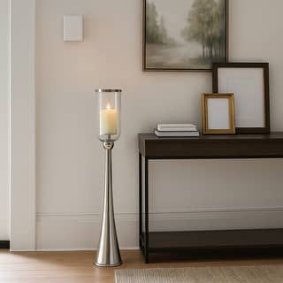 Striking Tall Candle Holder - Modern Metal and Glass Floor Candle Stand
