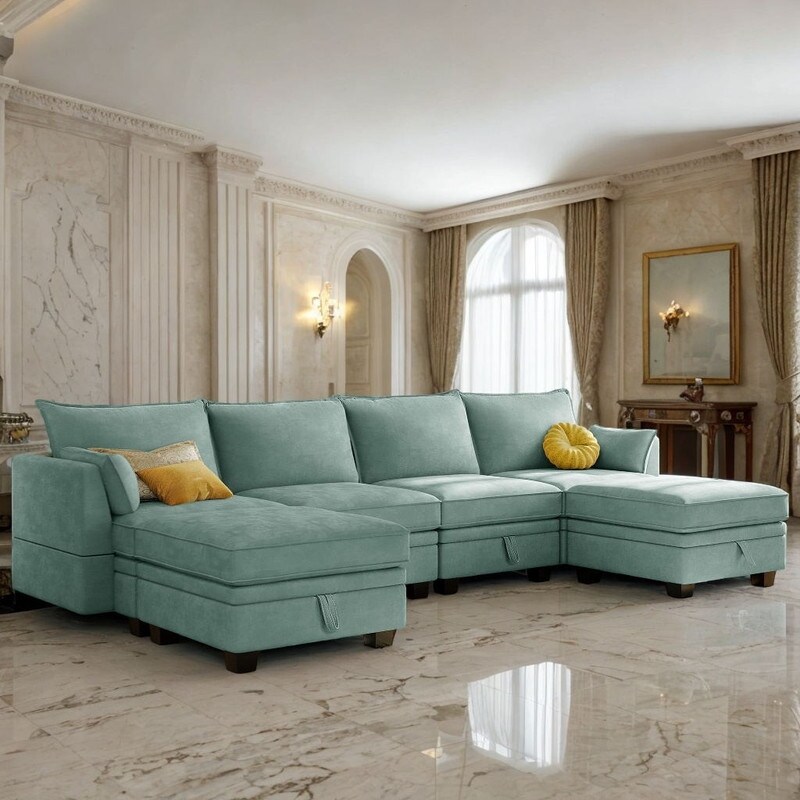 Madison mid century modern fabric small discount space sectional sofa with reversible chaise