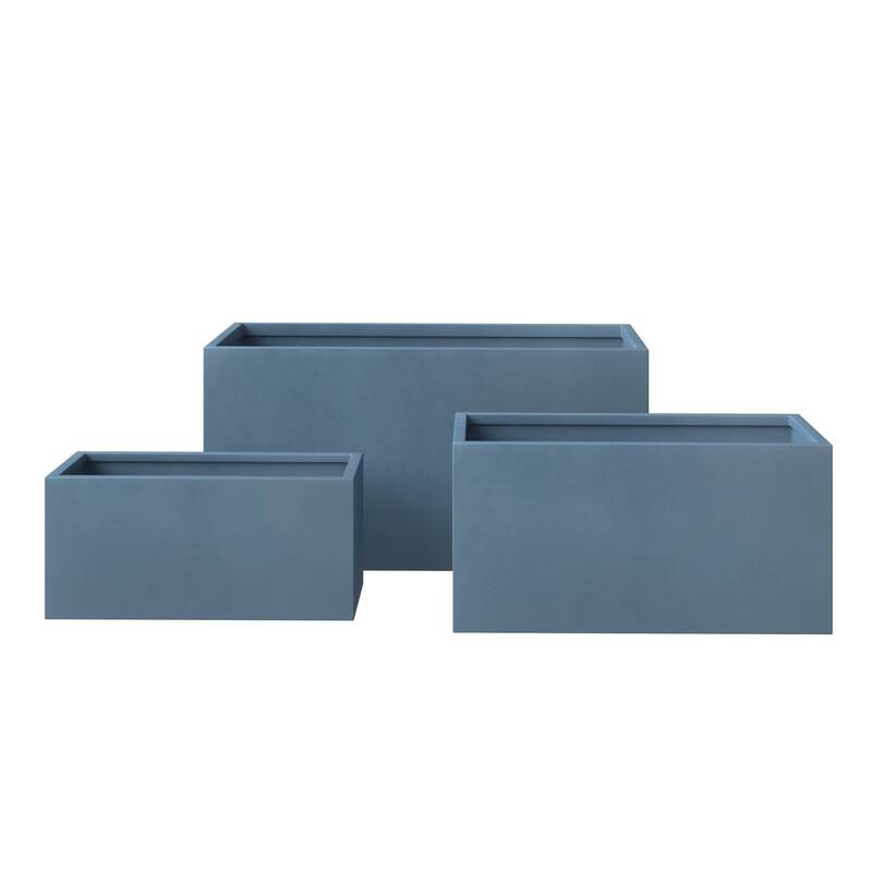 Bloom 3-Piece Rectangular Fiberstone and MGO Clay Planter Pot Set