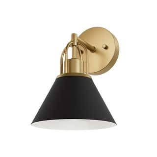 Hunter Carrington Isle Black and Luxe Gold Wall Sconce Light Fixture - Bathroom Bedroom Hallway Casual Transitional Designer