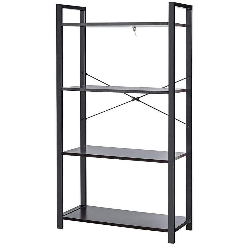 Costway 4-Tier Bookshelf Industrial Bookcase Diaplay Shelf Storage