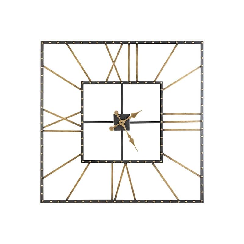 Thames Contemporary Black/Gold Wall Clock - 40" W x 1.5" D x 40" H