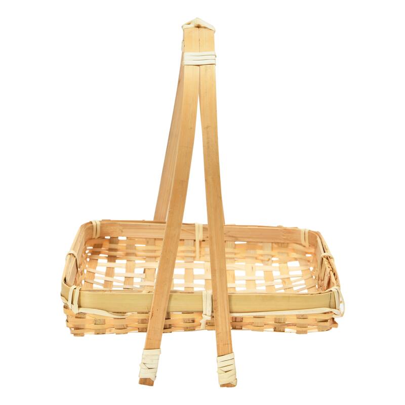 Hand-Woven Bamboo Stand with Removable Tray, Set of 2