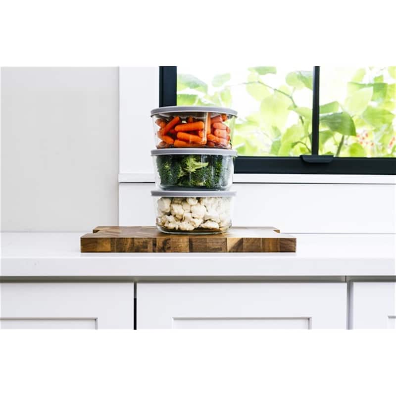 Glass Food Storage Containers Set - Round, 4-Cup (32oz) BPA-Free, Microwave & Oven Safe, Airtight Lids
