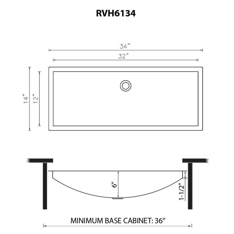 Ruvati 34 x 14 inch Brushed Gold Polished Rectangular Bathroom Sink Undermount - RVH6134GG