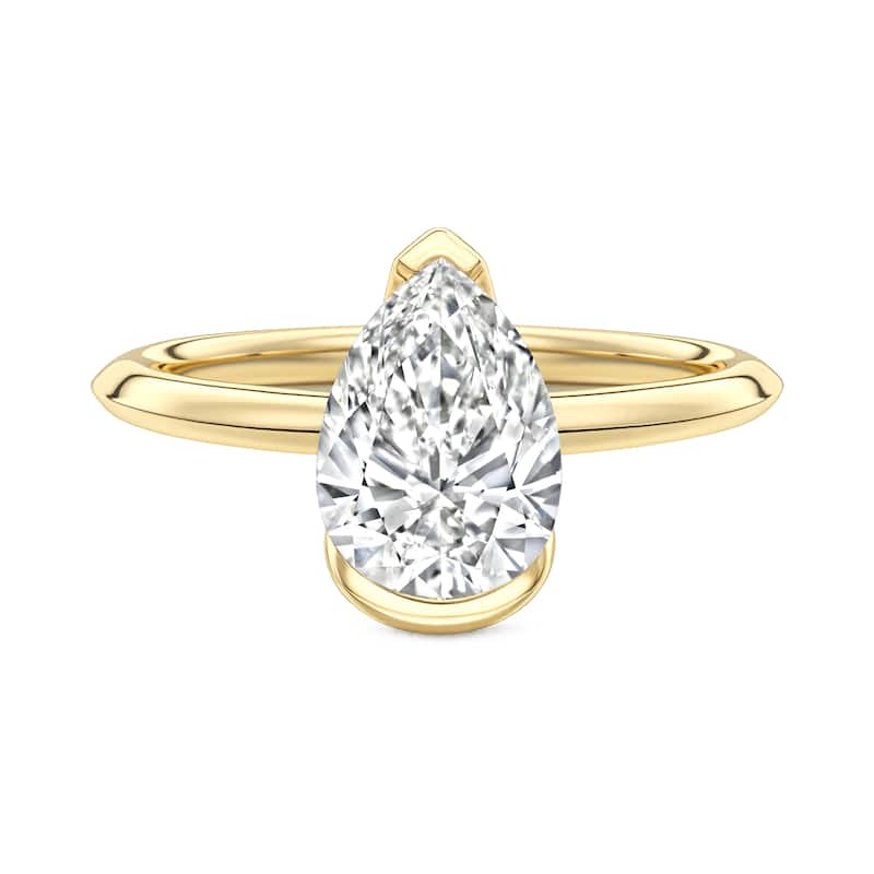 Auriya 14K Pear Lab Grown Diamond Clutch Engagement Ring 1.00 - 5.00ct. tw. (F-G, VS) - White - 3.00 carats - 7 - Yellow