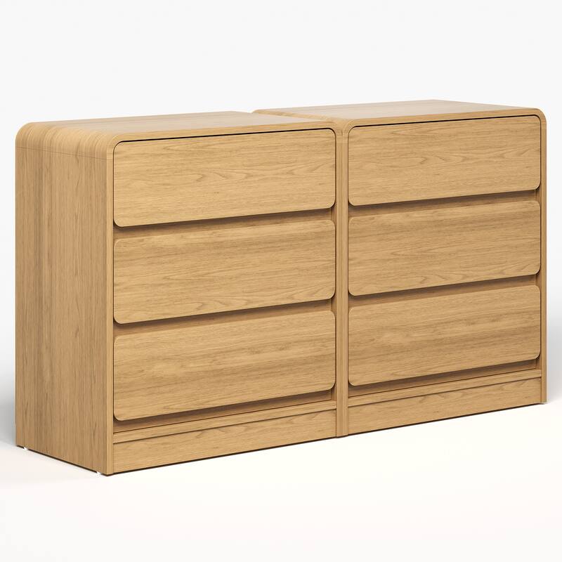 Modern Storage 3-Drawer Nightstand Set of 2 for Bedroom, Nursery, Living Room