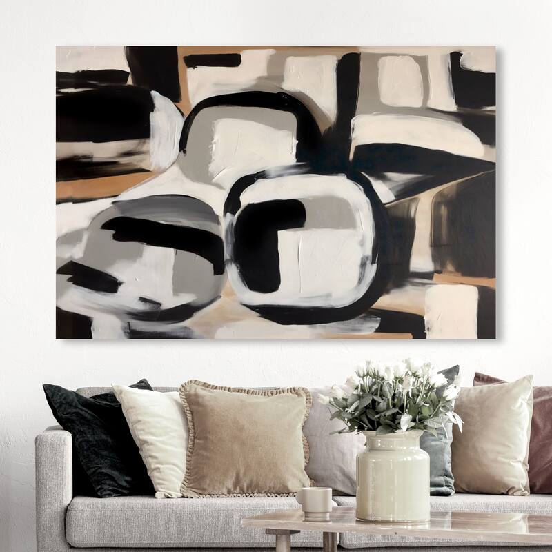 Wynwood Studio Abstract Greige White and Cream White Modern & Contemporary Wall Art Canvas Print