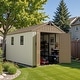 preview thumbnail 46 of 117, Patiowell 8' x 6' / 8' x 8' / 8' x 10 '/ 8' x 12' Plastic Outdoor Shed With Floor for Patio Furniture, Tools (Kick-It Shed) 8' x 12' - Brown