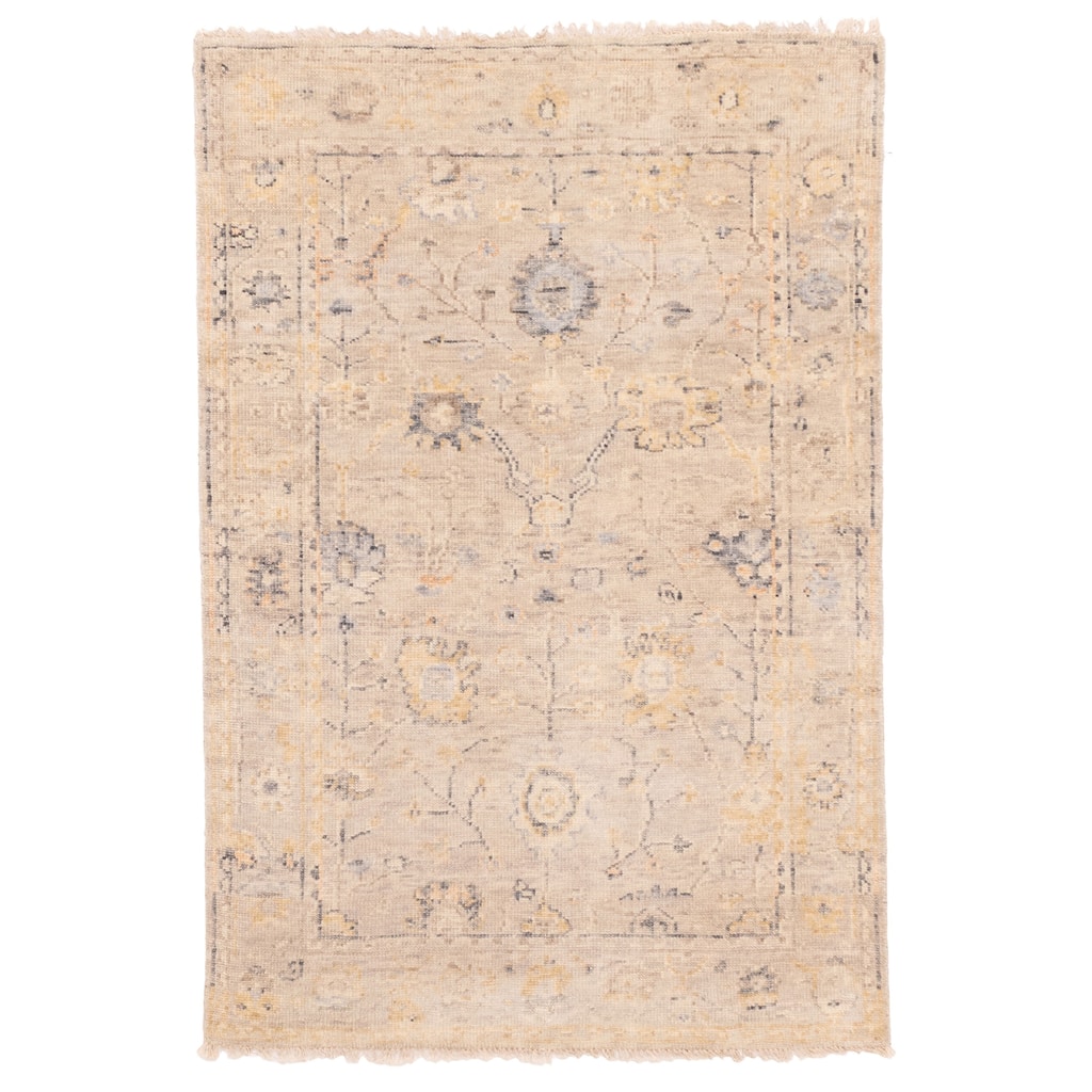 ECARPETGALLERY Hand-knotted Modern Oushak Light Grey Wool Rug - 4'0 x 5'10