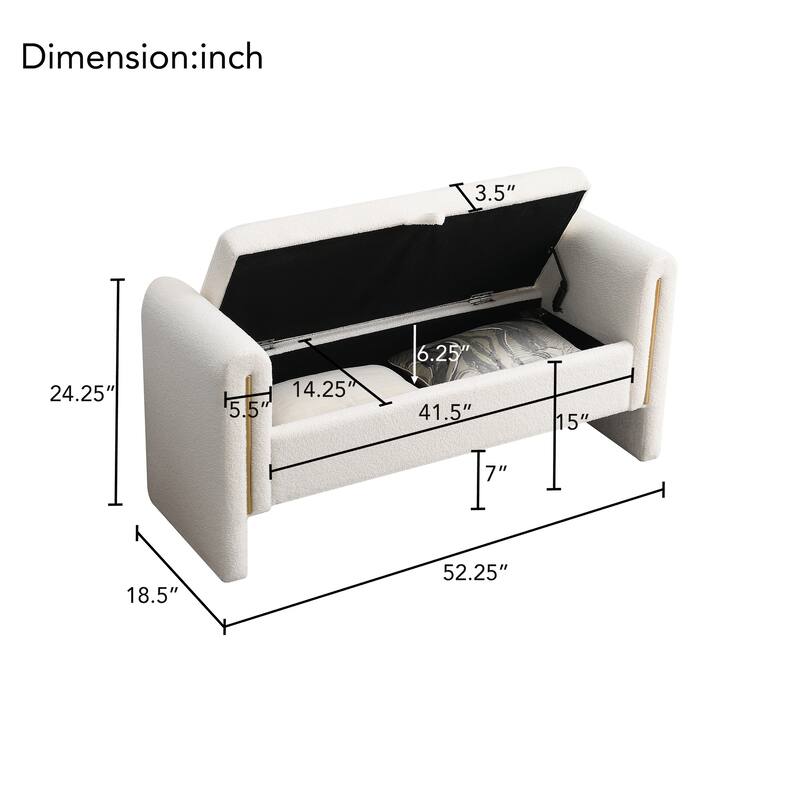 Christopher Knight Home - Athena Modern Teddy Fabric Bed-End Storage Bench with Arms