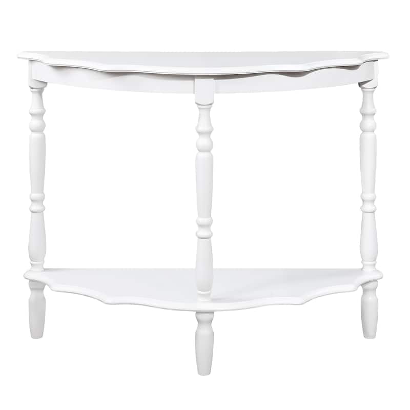 Retro Half-Moon Console Table with Open Shelf