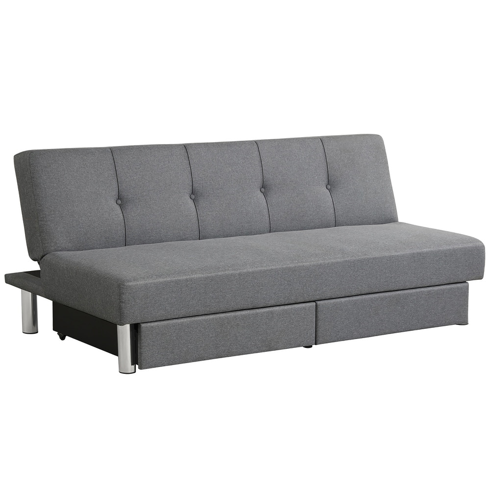 Costway Convertible Futon Sofa Bed Adjustable Couch Sleeper w/ Two - See Details