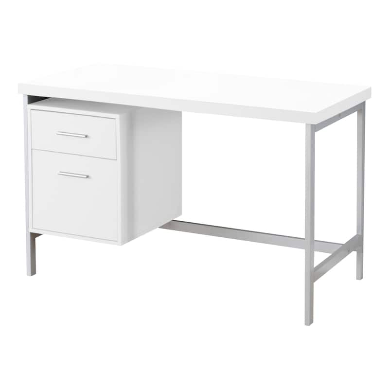 Contemporary Rectangular Office Desk with 2 Drawers and Pedestal Base Ideal for Home Office or Study