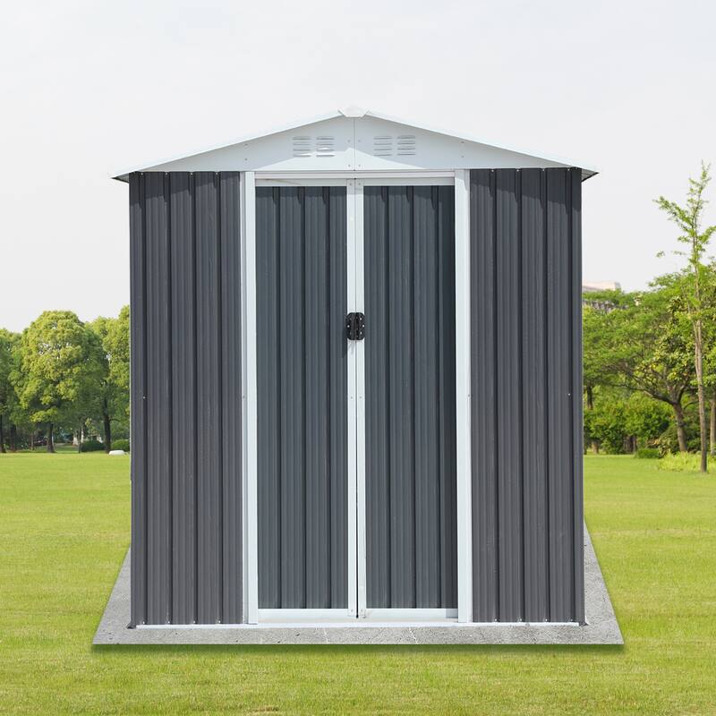 6FTx4FT Apex Roof Grey Outdoor Storage Shed