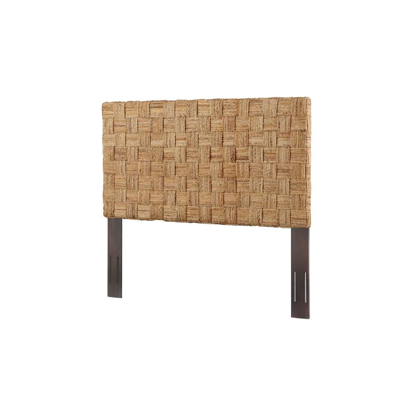 Woven Rattan Adjustable-Height Headboard with Solid Mahogany Frame