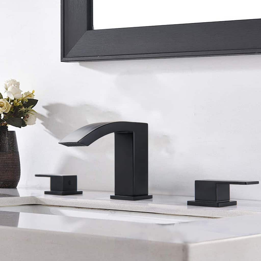 Rbrohant 5"H Waterfall Bathroom Faucet, Widespread 2-Handle Bathroom Sink Faucet for Sink 3 Hole