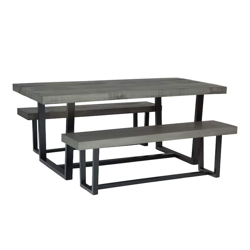 Middlebrook Solid Wood 3-Piece Dining Set with 60-inch Benches