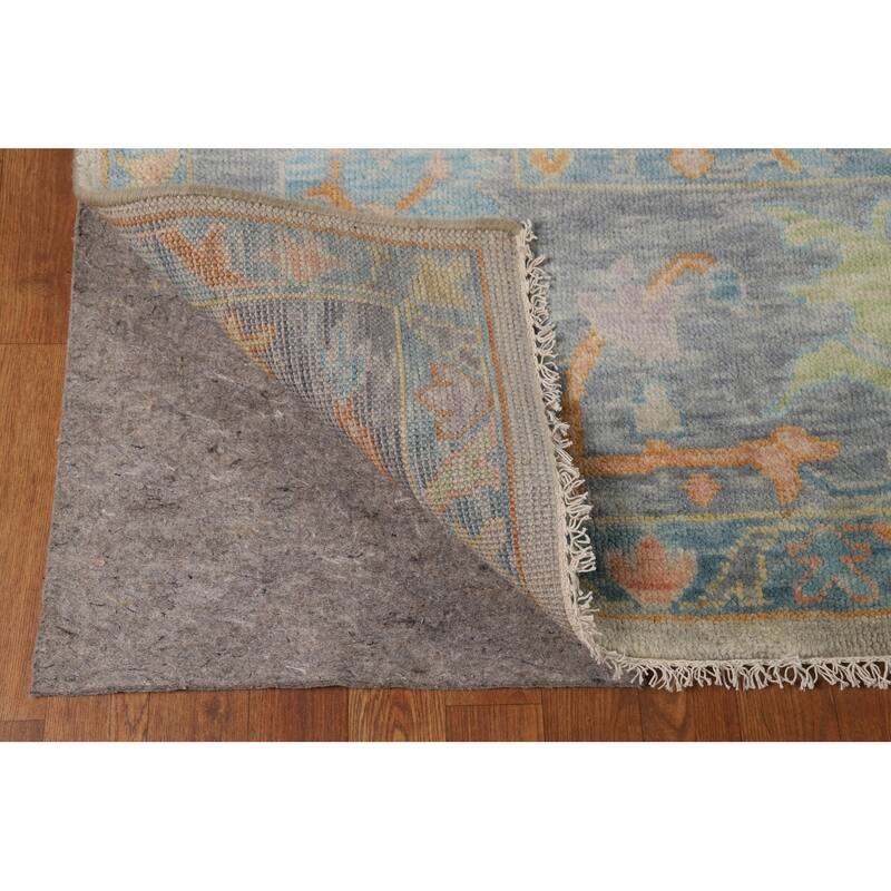 All-Over Floral Oushak Oriental Area Rug Hand-Knotted Wool Carpet - 8'10" x 11'9"