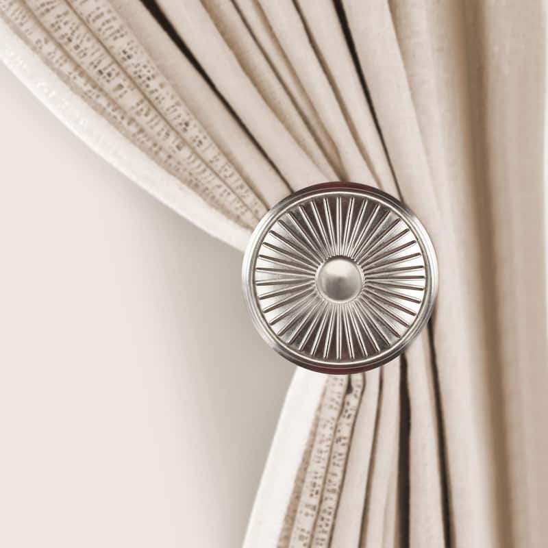 Deco Window 2 Pcs Curtain Holdback Wall Mounted Metal Drapery Disc Hook for Curtains, Sheer, and Blackout Panels. - 4.75"