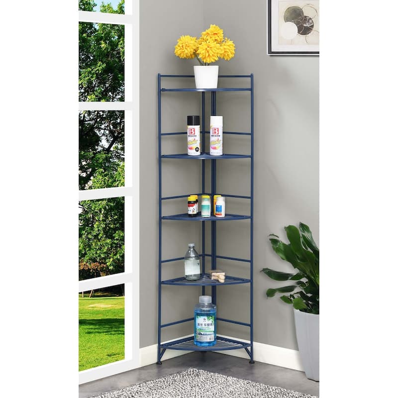Convenience Concepts Xtra Storage 5 Tier Folding Metal Corner Shelf - Cobalt Blue