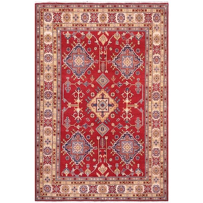 Bohemian Kazak Gavin Red/Beige Wool Rug - 5'8'' x 7'9''