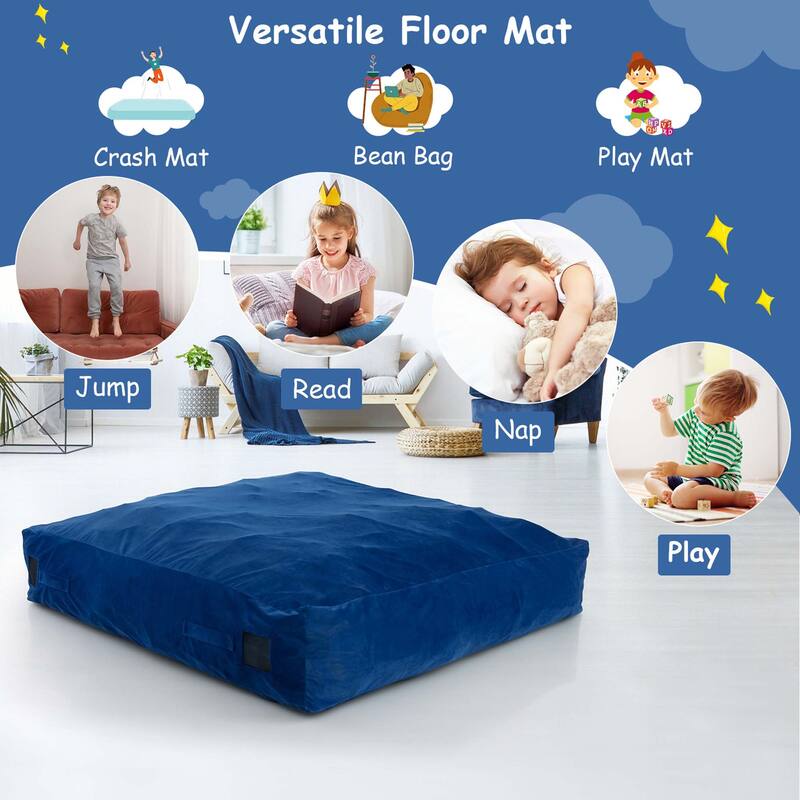 Costway 57" x 57" Crash Pad Sensory Mat with Foam Blocks & Washable - See Details