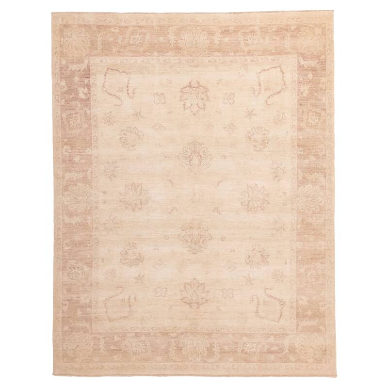 ECARPETGALLERY Hand-knotted Peshawar Oushak Ivory Wool Rug - 7'10 x 9'10