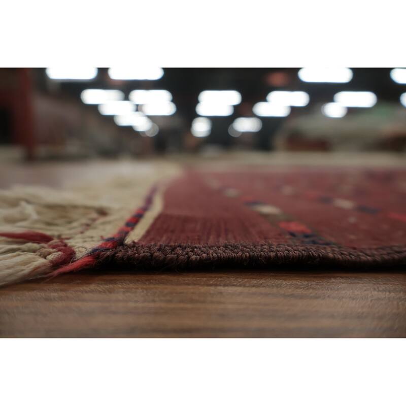 Hand Knotted Oriental 100% Wool Carpet Traditional All-Over Red Sumak Area Rug - 10' 7'' X 6' 9''